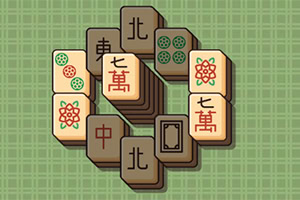 緑色の背景に円形に配置された麻雀牌。