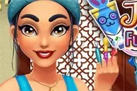 ジャスミンの衣装とフェイスペイントコンテスト準備