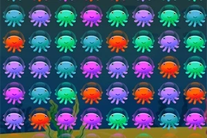 カラフルなタコのイラストが列に並んでいる画像。