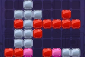 灰色、赤色、ピンク色のブロックが格子状に配置されている様子。