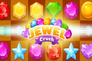 カラフルな宝石が並んだ背景に「JEWEL」および「Crush」と書かれたロゴが中央に配置されています。