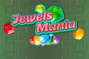 色とりどりの宝石とピンク色の文字のロゴ。