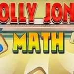 カラフルなタイルと数字が飛び交う「JOLLY JONG MATH」のタイトル画面。