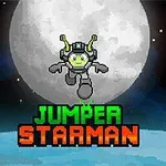 宇宙服を着た緑色のキャラクターが月を背景にジャンプしている様子と「JUMPER STARMAN」というタイトル。