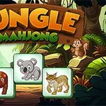 ジャングルを背景に動物のイラストが描かれたマージャン牌が配置されている。