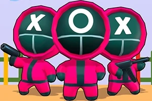 3人のキャラクターがピンクの衣装を着ており、ヘルメットには「X」「O」「X」の文字が描かれている。