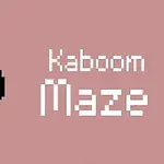 ピクセルアートスタイルの黒い爆弾のアイコンと「Kaboom Maze」というテキストがピンク色の背景に描かれている。
