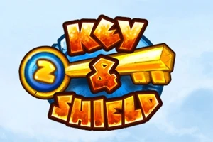青空を背景に、黄色い鍵とオレンジ色の文字で「2 Key & Shield」と描かれたロゴ。