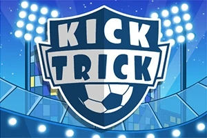 サッカーボールを取り入れたシールドデザインと「KICK TRICK」という文字が描かれたイラストで、背景にはスタジアムの照明が輝いている。