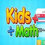 カラフルな「Kids Math」という文字と、スマートフォンの画面に表示された数式「20÷4=?