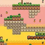 カラフルなブロックで構成されたピクセルアートの風景と、「KIKO ADVENTURE」というタイトルのテキスト。