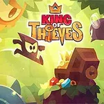 不思議なキャラクターが金庫に向かってジャンプしている緑色の背景。