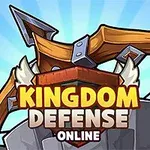 青空を背景に大きな弓と「KINGDOM DEFENSE ONLINE」と書かれた盾が描かれているイラスト。