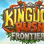 青空を背景にした「KINGDOM RUSH FRONTIERS」のカラフルなロゴ。