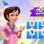 女性キャラクターがカードゲームの画面の隣に描かれているイラスト。