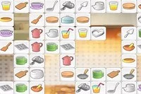 キッチンをテーマにした麻雀ゲームで、同じ麻雀牌のペアを見つけよう。