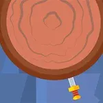 木の切り株の中央に剣が刺さっているイラスト。