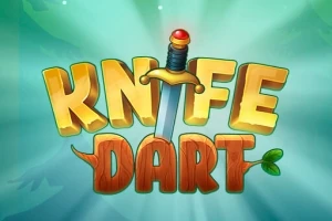 カラフルな背景に、中央に突き刺さった剣と大きな文字「KNIFE DART」が描かれたデザイン。