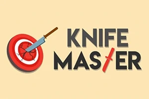 ナイフが刺さった赤い的と「KNIFE MASTER」という文字。