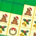 クリスマスのテーマで、サンタ帽を被ったクマやヒイラギの付いたベルが描かれたタイルが並んでいるイメージ。