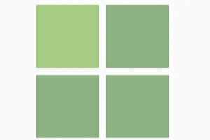 4つの異なる緑色の正方形が2×2のグリッドに配置されています。