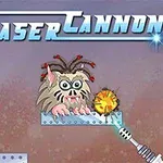 奇妙な生き物とレーザーキャノンが描かれたカラフルなイラスト。