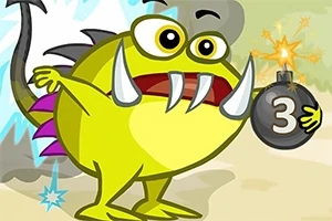 黄色いモンスターが爆弾を持っているイラスト。