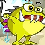黄色いモンスターが爆弾を持っているイラスト。