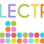 カラフルな円が並び、「LECTRO」という文字が描かれている画像。