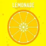 黄色の背景に、レモンの断面図と「LEMONADE」の文字。