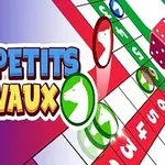 カラフルなボードゲームの盤面と「LES PETITS CHEVAUX」という文字が描かれた画像。