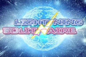 青い稲妻と光る球状の背景に「LIGHTNING SOLITAIRE」と書かれたテキストが表示されている画像。