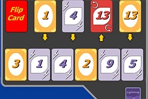 数字が表示されたカードが並んでいるボードゲームの画面。