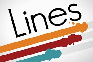 Linesという文字と、カラフルなラインが背景に描かれたデザイン。