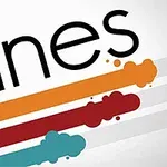 Linesという文字と、カラフルなラインが背景に描かれたデザイン。
