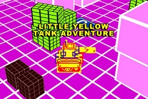 ピンクのグリッド上に黄色いタンクがあり、緑色と茶色のブロックが配置されている。