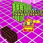 ピンクのグリッド上に黄色いタンクがあり、緑色と茶色のブロックが配置されている。