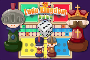 カラフルなボードゲームの上に大きなサイコロと騎士や王のイラストが描かれている。