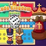 カラフルなボードゲームの上に大きなサイコロと騎士や王のイラストが描かれている。