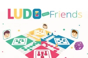 色とりどりのボードゲームにダイスと四人のキャラクターのアイコンが配置されているイラスト。