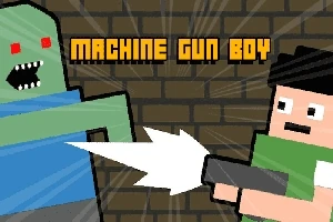 レンガの背景を背に、緑色の敵が人間に射撃されているピクセルアートのイラスト。