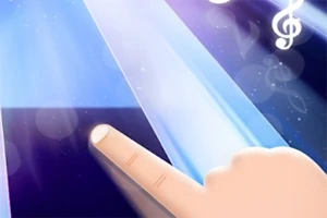 指で明るいタイルをタップしているイラスト。