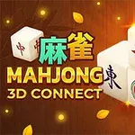背景に木の質感と黄色い葉が舞う中で、麻雀の牌が3Dで配置されている。