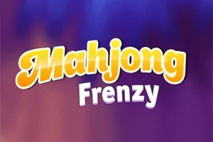 紫とオレンジの背景に黄色と白の文字で「Mahjong Frenzy」と書かれている画像。