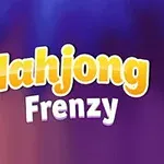紫とオレンジの背景に黄色と白の文字で「Mahjong Frenzy」と書かれている画像。