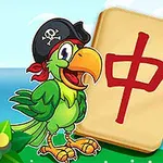 海賊帽を被った緑色のオウムと赤い文字が描かれた麻雀牌。