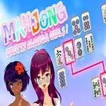 アニメ風の女の子たちと麻雀タイルが並んでいるカラフルなイラスト。