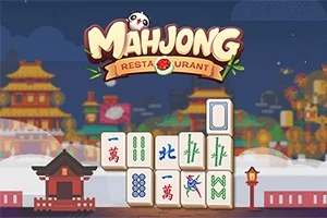中国の伝統的な建物を背景に、マージャン牌が並べられている。