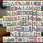カラフルな背景の上に麻雀牌が積み重なっている画像。