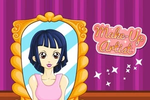 鏡に映った黒髪の女性と「Make-Up Artist」の文字が描かれたイラスト。